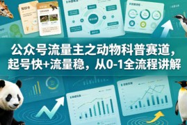 公众号流量主之动物科普赛道，起号快 流量稳，从0-1全流程讲解