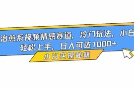 治愈系视频情感赛道，冷门玩法，小白轻松上手，日入可达1000 