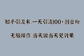 知乎引流术，一天引流100 创业粉，无脑操作，当天做当天见效果