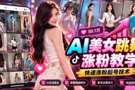 AI美女跳舞涨粉教学，AI生成美女，跳舞视频制作，账号运营与快速起号涨粉