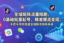 全域矩阵流量陪跑，0基础批量起号，精准爆流变现，手把手带你搭建全域账号矩阵系统