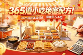 365道小吃绝密配方！2026低成本轻创业，摆摊日入不愁