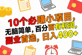 （17836期）10个必赚米的小项目，百分百有利润，无脑简单，副业首选，日入400 