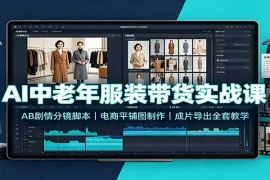 AI中老年服装带货实战课：AB剧情分镜脚本，电商平铺图制作，成片导出全套教学