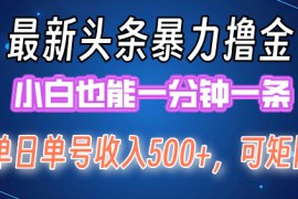 （12380期）最新暴力头条掘金日入500 ，矩阵操作日入2000  ，小白也能轻松上手！