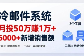 （17469期）月投 50 刀赚 1 万  ！冷邮件系统：6000   新增销售额，靠 3 个工具轻松搞