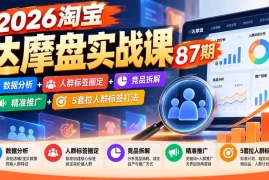 2026淘宝达摩盘实战课87期：数据分析 人群标签圈定 竞品拆解 精准推广 5套拉人群标签打法