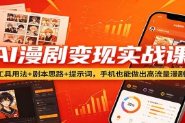AI漫剧变现实战课：工具用法 剧本思路 提示词，手机也能做出高流量漫剧