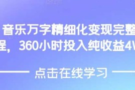 AI音乐精细化变现完整教程，360小时投入纯收益4W