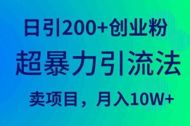 （9654期）超暴力引流法，日引200 创业粉，卖项目月入10W 