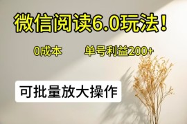微信阅读6.0玩法！0撸，单号利益200 ，可批量放大操作