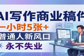 AI写作商业稿件，一小时5张 ，普通人新风口，永不失业