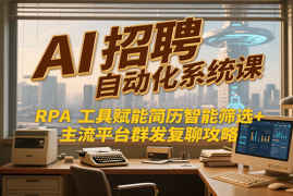 AI招聘自动化系统课，RPA工具赋能简历智能筛选 主流平台群发复聊全攻略