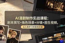 AI漫剧制作实战课程：剧本撰写 角色场景 分镜 图生视频，从工具学习到落地实操