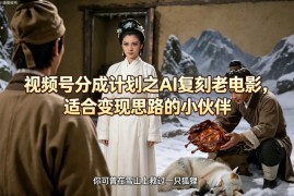 视频号分成计划之AI复刻老电影，适合变现思路的小伙伴