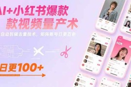 （15542期）AI 小红书爆款视频量产术：全自动剪辑去重技术，矩阵账号日更百条