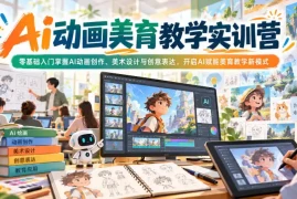 Ai动画美育教学实训营，零基础入门掌握AI动画创作、美术设计与创意表达，开启AI赋能美育教学新模式