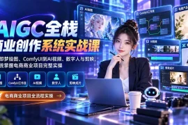 AIGC全栈商业创作系统实战课-无水印：从即梦绘图、ComfyUI到AI视频、数字人与剪映，系统掌握电商商业项目完整实操