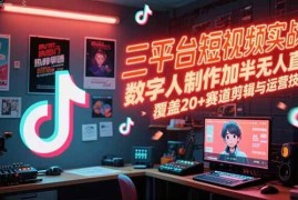 （15265期）三平台短视频实战课，数字人制作加半无人直播，覆盖20 赛道剪辑与运营技巧