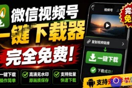 手机端也可下载微信视频号了？完全免费使用，一键解析视频号原视频和封面视频号下载助手v1.1