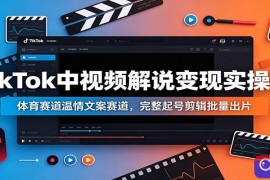 TikTok中视频解说变现实操课：体育赛道温情文案赛道，完整起号剪辑批量出片