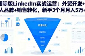（16397期）国际版LinkedIn实战运营：外贸开发 个人品牌 销售转化，新手3个月月入5万 