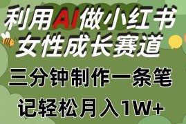 利用Ai做小红书女性成长赛道，三分钟制作一条笔记，轻松月入1w 【揭秘】