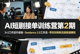 AI短剧接单训练营第2期，3 2工作流升级版，Seedance 2.0工作流，带你玩转新流程极速賺钱