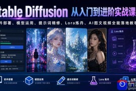 Stable Diffusion从入门到进阶实战课程｜软件部署、模型运用、提示词精修、Lora炼丹、AI图文视频全能落地教程
