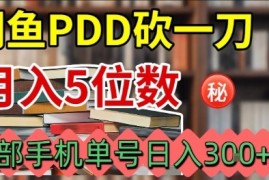闲鱼PDD砍一刀，一部手机就可以操作，单号日入3张