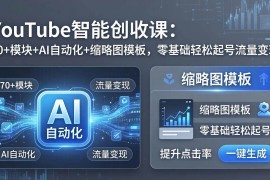 （17926期）YouTube智能创收课：70 模块 AI自动化 缩略图模板，零基础轻松起号流量变现
