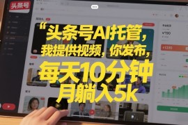 头条号AI托管，我提供视频，你发布，每天10分钟，月躺入5k 【揭秘】