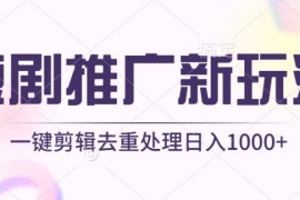短剧推广新玩法，不剪辑，工具助力一键过原创，日入1000 【揭秘】