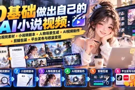 0基础做出自己的AI小说视频：合规找素材 小说转剧本 人物场景生成 AI视频制作 剪辑包装 平台发布与收益变现