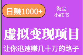 淘宝OR小红书虚拟变现，日赚1000 ，多账号操作年收入几十W不等