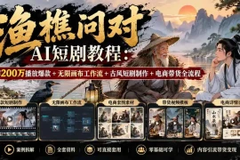 【无水印】渔樵问对AI短剧教程：拆解200万播放爆款 无限画布工作流 古风短剧制作 电商带货全流程