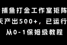 最新捕鱼打金工作室矩阵玩法，当天产出5张 ，已运行2年，从0-1保姆级教程【揭秘】