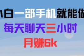 小白一部手机就能做，每天聊天三小时，月入6k