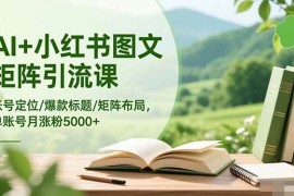 （16530期）AI 小红书图文矩阵引流课：账号定位/爆款标题/矩阵布局/单账号月涨粉5000 