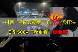 （13029期）抖音EMO视频自热打法，日引500 “泛垂直”创业粉