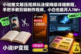 小说推文解压视频玩法保姆级详细教程，手把手教剪辑制作视频，小白也能月入1W 