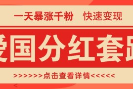 一个极其火爆的涨粉玩法，一天暴涨千粉的爱国分红套路，快速变现日入300 