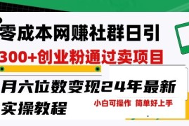 零成本网创群日引300 创业粉，卖项目月六位数变现，门槛低好上手，24年最新实操教程【揭秘】