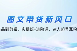 （12306期）图文带货新风口：从选品到剪辑，实操班 进阶课，达人起号涨粉实战