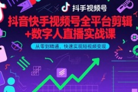 抖音快手视频号全平台剪辑 数字人直播实战课，从零到精通，快速实现短视频变现(更新9月)