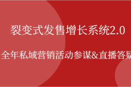裂变式发售增长系统2.0，全年私域营销活动参谋