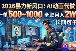 2026暴力新风口：AI动画代做，一单500~1000，全职月入2W ，长期可干