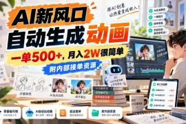 AI新风口，自动生成动画，一单500 ，月入2W很简单，附内部接单资源【揭秘】