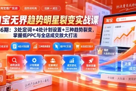 淘宝无界趋势明星裂变实战课-86期：3处定词 4处计划设置 三种趋势裂变，掌握低PPC与全店成交放大打法