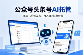公众号头条号AI托管，我提供作品，你每天10分钟发布，月入3k 长期可做【揭秘】